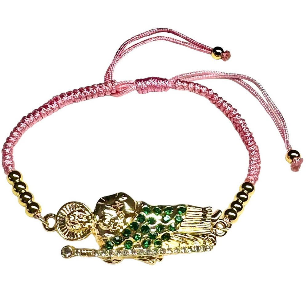 St Jude Bracelet Pink Knotted Rope Gold Filled Adjustable Handmade NEW